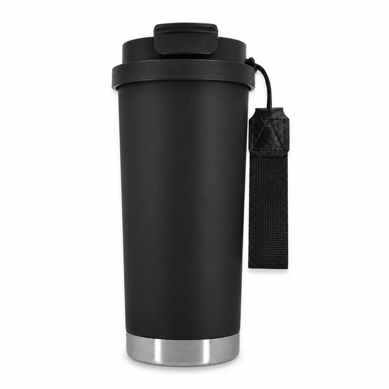 PZ6624 mat siyah pipetli ve taşıma askılı 500 ml termos