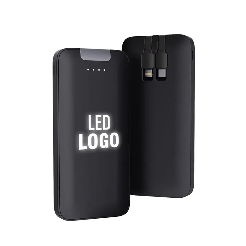 10.000 mAh Dahili Kablolu LED Logolu Powerbank Promozone