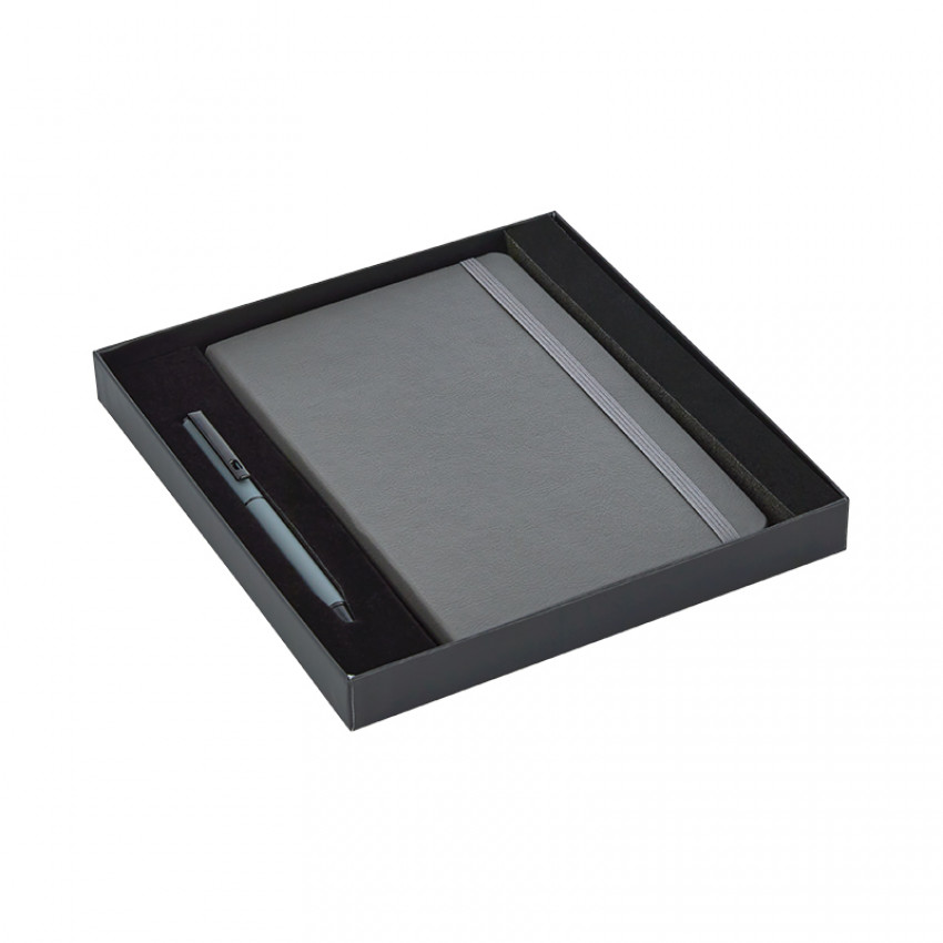 Hediyelik Set - 13X21 Renkli Kenar Not Defteri Metal Rubber Gövde Roller Kalem Promozone