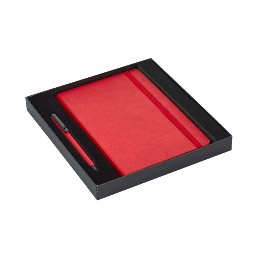 Hediyelik Set - 13X21 Renkli Kenar Not Defteri Metal Rubber Gövde Roller Kalem Promozone