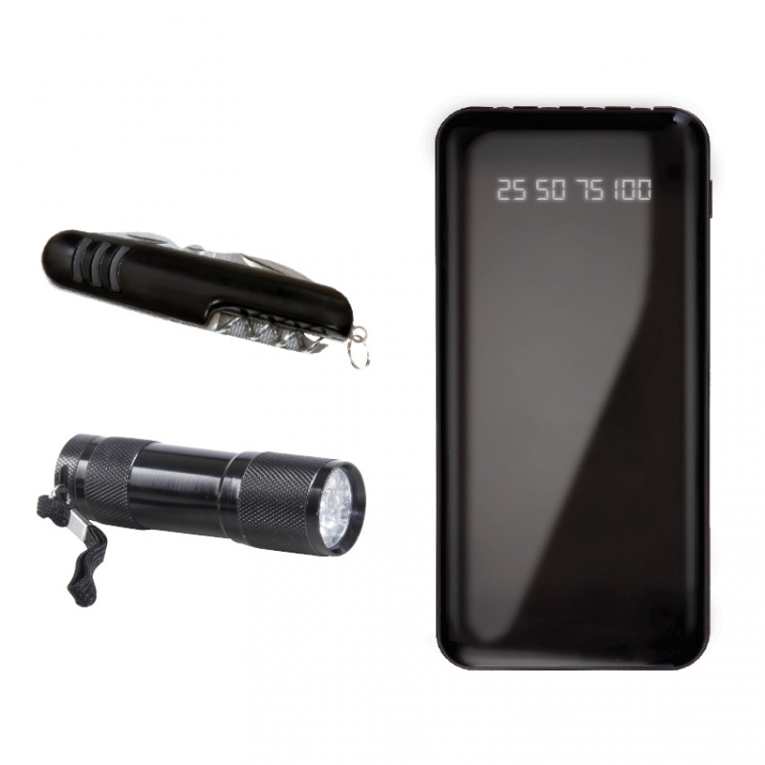Hediyelik Set - 10.000 Mah Powerbank - 7 Fonksiyonlu Çakı - Led Elfeneri Promozone