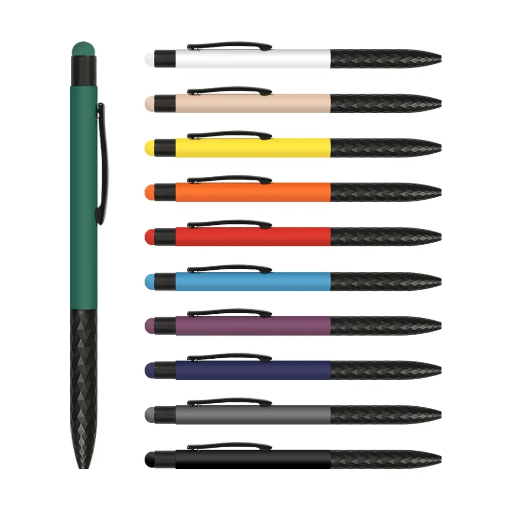 Touchpen Diamond Kalem, 14×21 Kenarları Boyalı Termo Deri Defter & 5.000 mAh Powerbank Kutulu VIP Hediye Seti