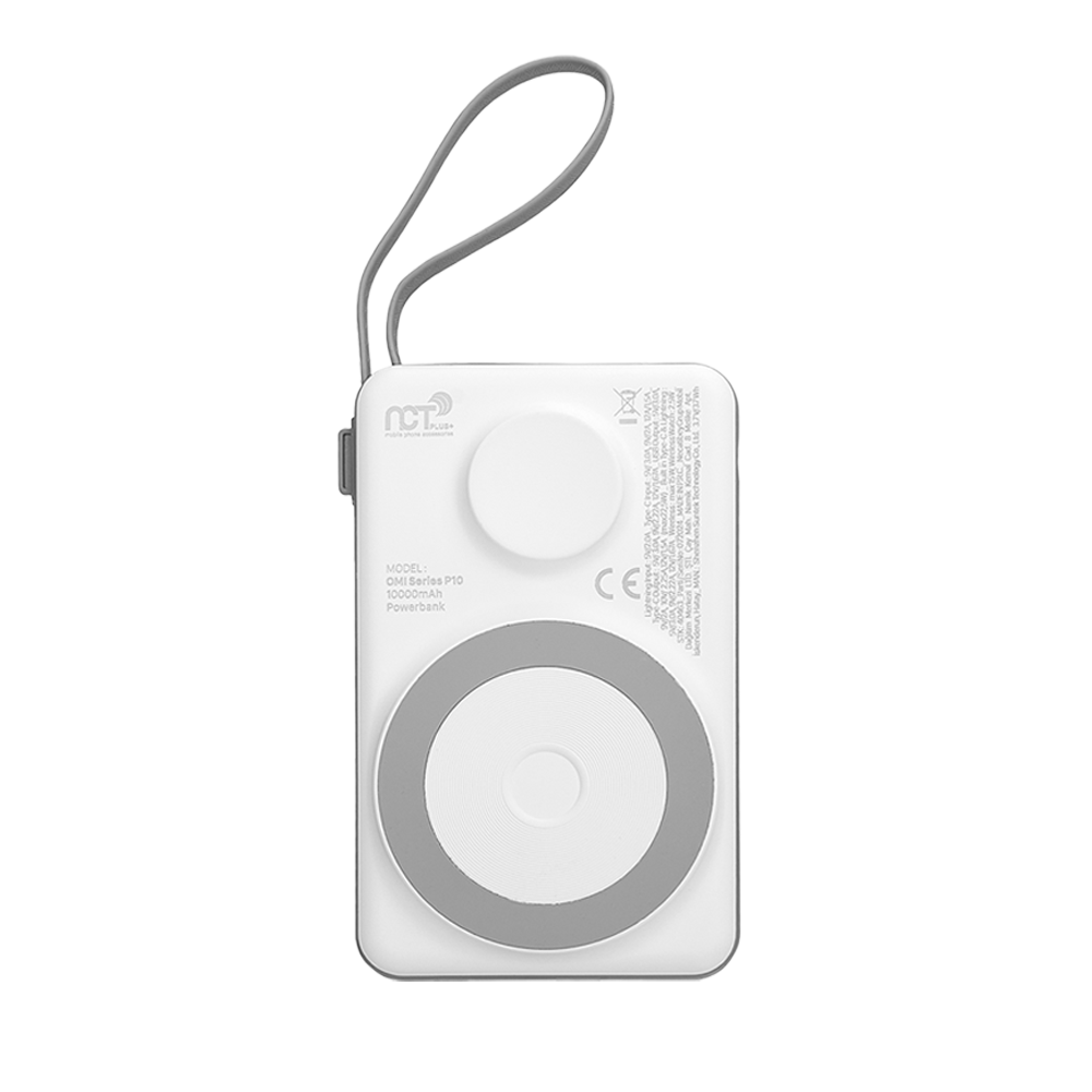 NCT PLUS OMI Series P10 10000mAh PD20W + QC3.0 18W 15W Magsafe + Watch Beyaz LCD Taşınabilir Pil Şarj Cihazı Powerbank Promozone