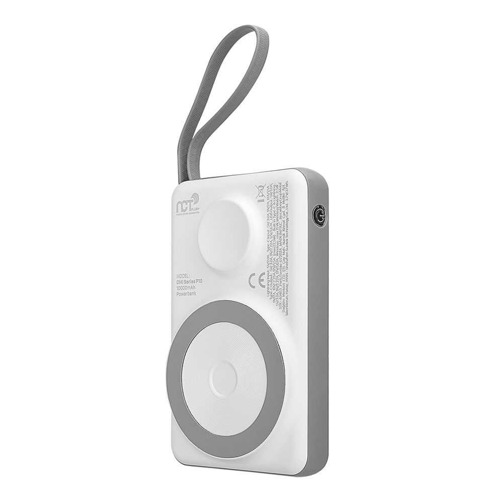 NCT PLUS OMI Series P10 10000mAh PD20W + QC3.0 18W 15W Magsafe + Watch Beyaz LCD Taşınabilir Pil Şarj Cihazı Powerbank Promozone