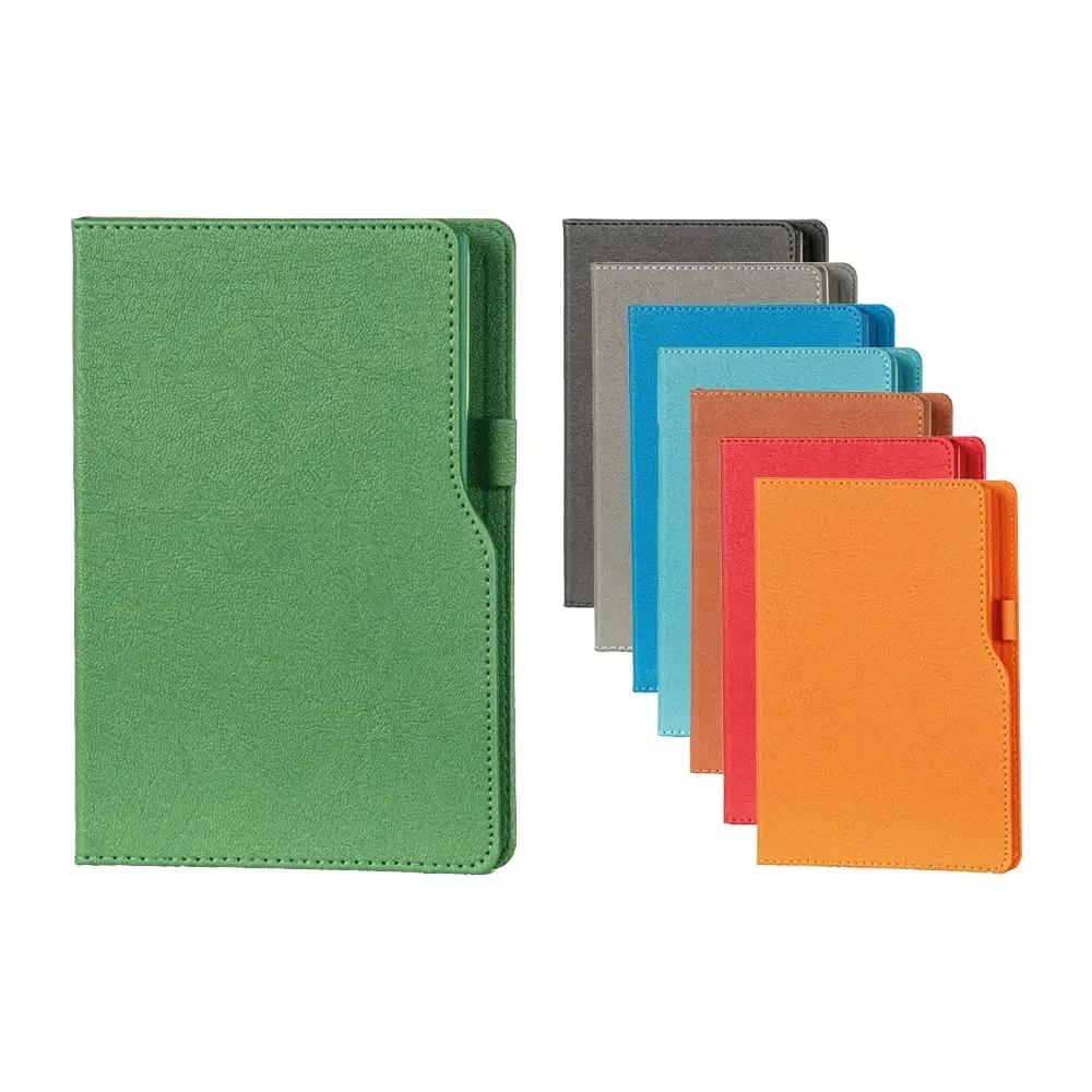 14,5 x 21 cm Termo PU Sert Kapaklı Tarihsiz Defter 160 Sayfa 70 gr Krem İç Kağıt Çizgili Renkli Kenarlı Kalem Tutuculu