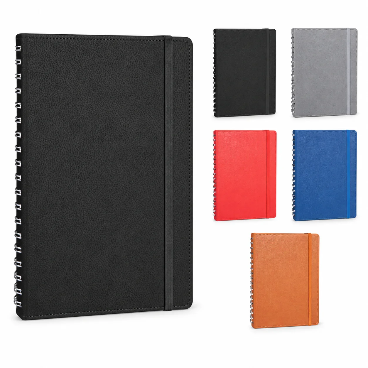 17×24 cm Lastikli, Gizli Spiralli Termo Deri Kapaklı, 80 gr Ivory Kağıtlı, 240 Sayfa Çizgili Tarihsiz Defter