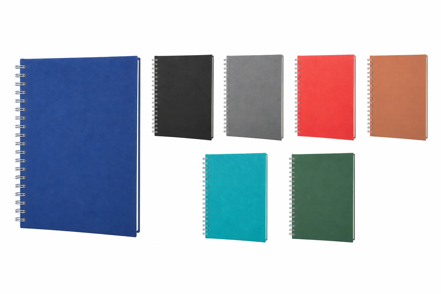17x24 cm Spiralli Termo Deri Kapaklı 80 gr Ivory Kağıtlı 208 Sayfa Kareli Tarihsiz Defter