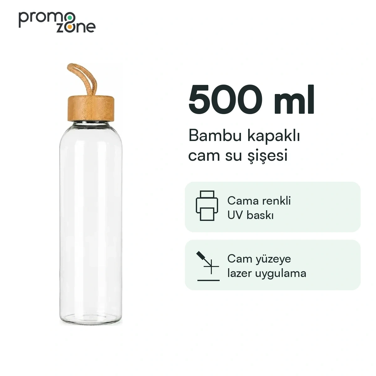 500 ml Bambu Kapaklı Kılıfsız Su Şişesi