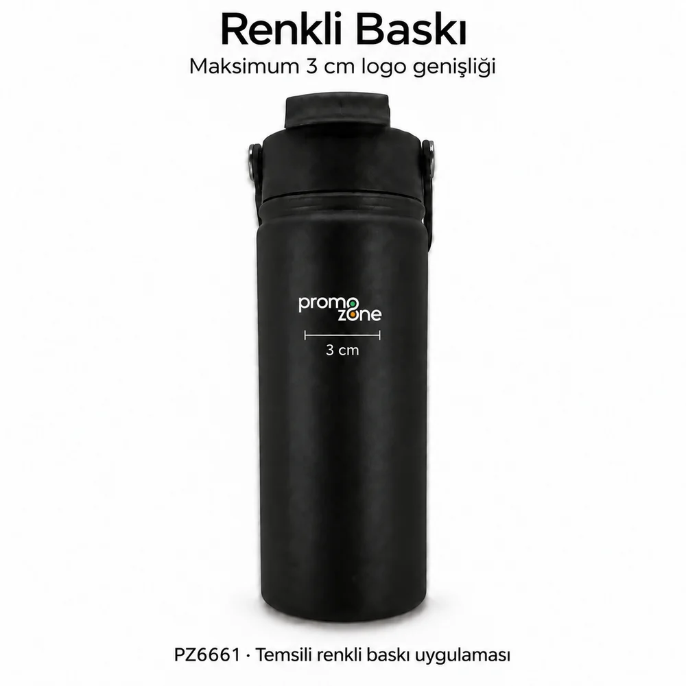 PZ6661 gövdesinde maksimum 3 cm genişlik için temsili renkli Promozone logo örneği
