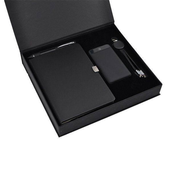Işıklı Set (10.000 mAh Powerbank - Işıklı Kalem - Işıklı Kablo - 13x21cm Deri Defter) Promozone