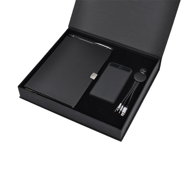 Işıklı Set (10.000 mAh Powerbank - Işıklı Kalem - Işıklı Kablo - 13x21cm Deri Defter) Promozone