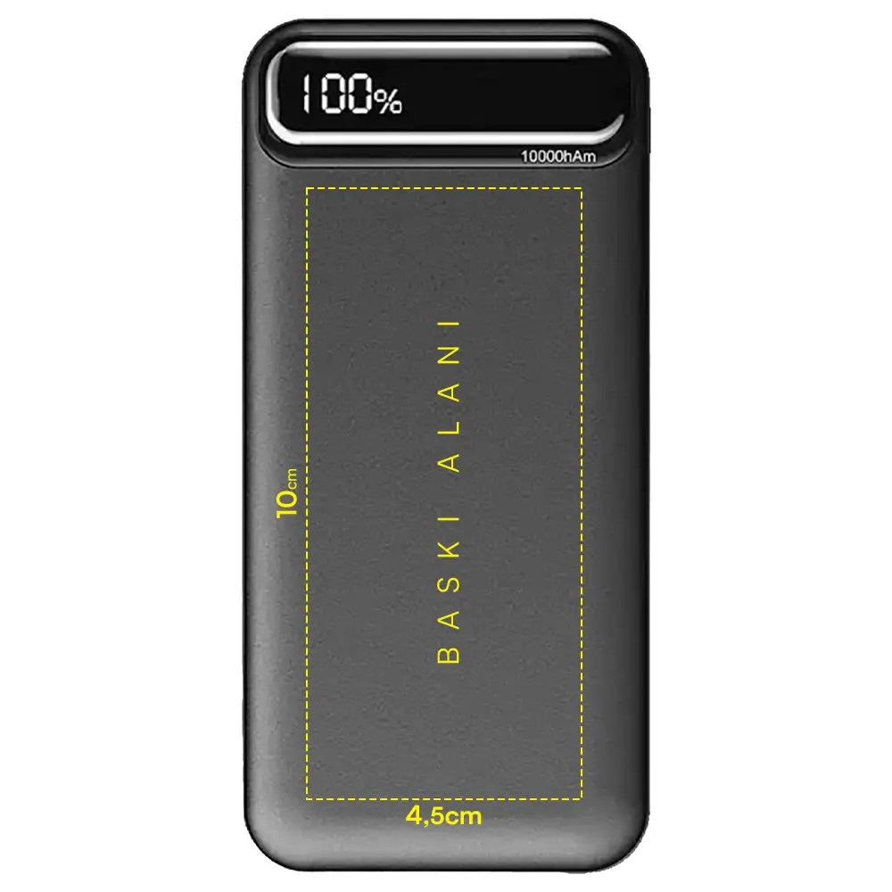 10.000 mAh Type-C Hızlı Şarj Destekli LCD Ekranlı Powerbank Promozone