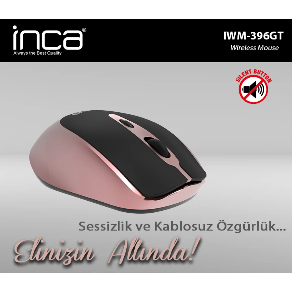 INCA IWM-396ST 1600 Dpi Sessiz Rose Gold Wireless Mouse Promozone