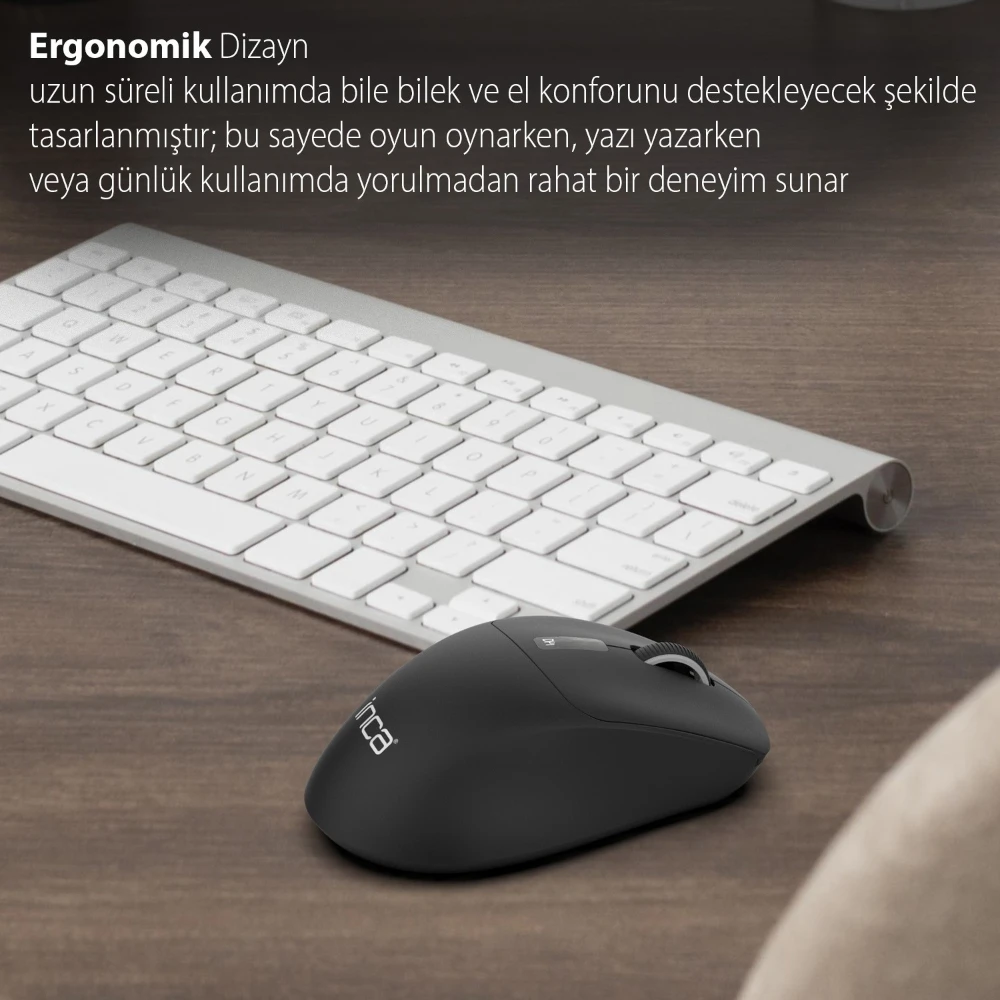Inca IWM-397T Dual Mod Bluetooth+Wireless LED İndicator Screen Rechargeable Silent Mouse Promozone