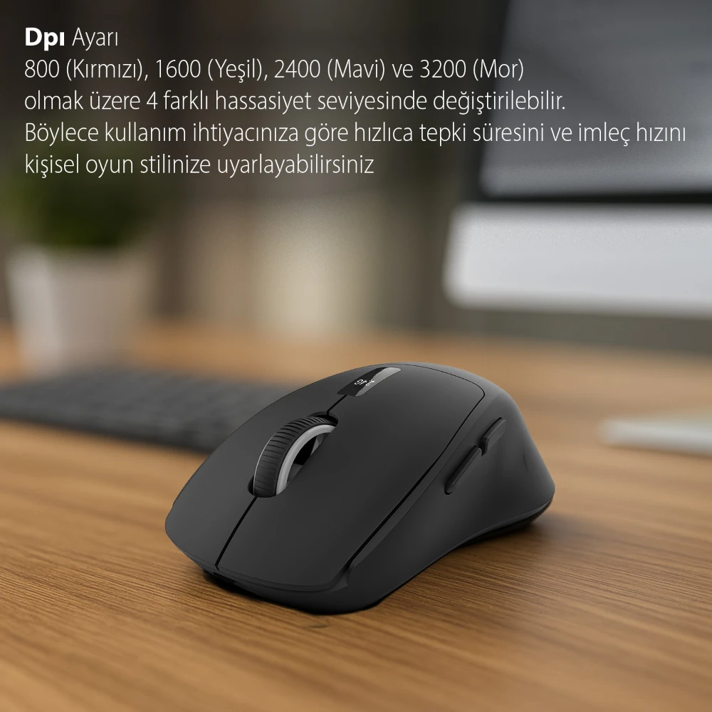 Inca IWM-397T Dual Mod Bluetooth+Wireless LED İndicator Screen Rechargeable Silent Mouse Promozone