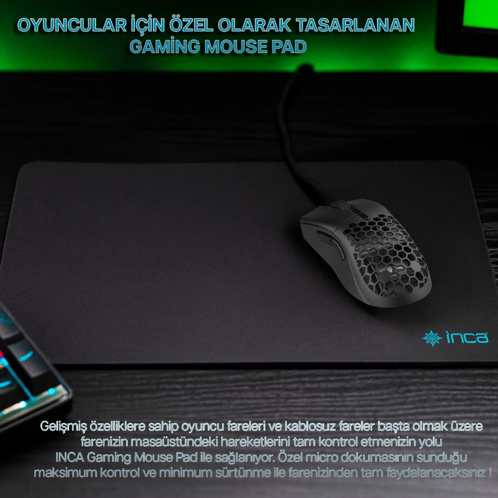 INCA IMP-016 – 220 × 290 × 3 mm Small Gaming Mouse Pad