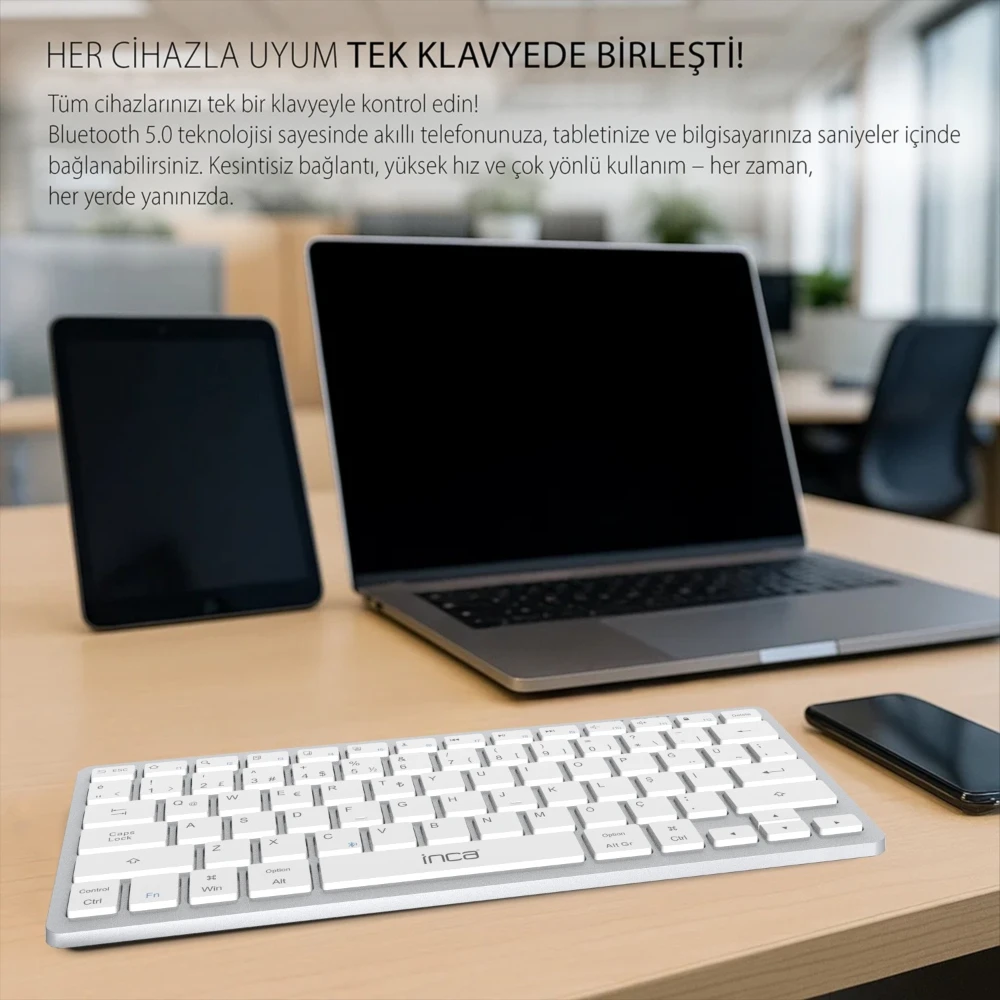 Inca IBK-565BT Şarj Edilebilir Kablosuz Klavye Promozone