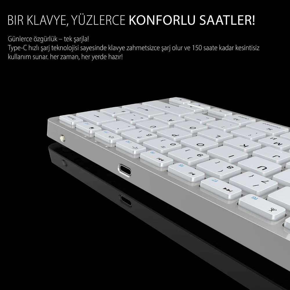 Inca IBK-565BT Şarj Edilebilir Kablosuz Klavye Promozone