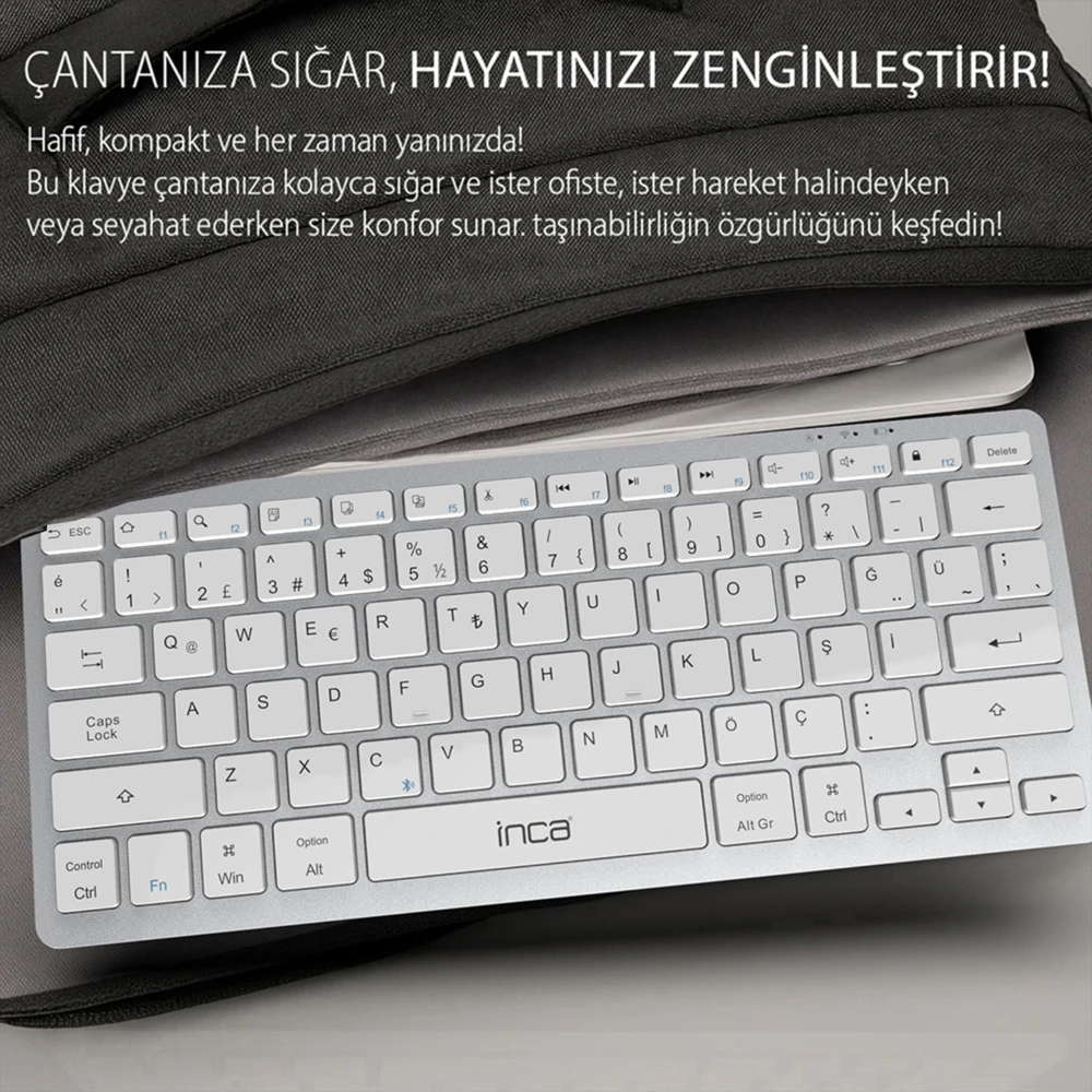 Inca IBK-565BT Şarj Edilebilir Kablosuz Klavye Promozone