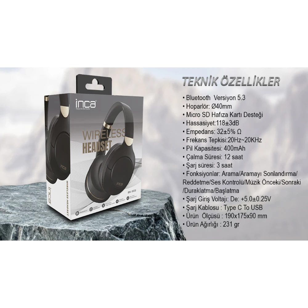 INCA IBK-503 Bluetooth 5.3 Kablosuz Kulaklık Promozone
