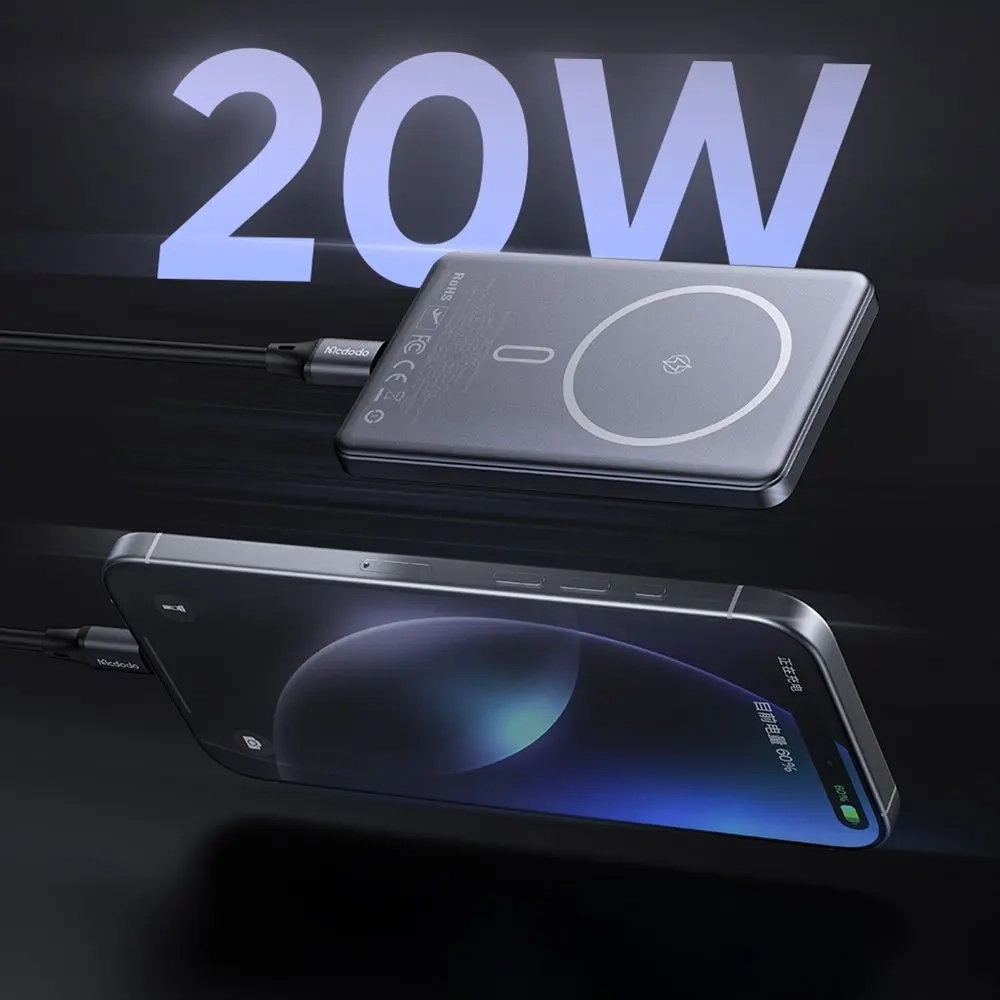 Mcdodo MC-4641 5000mAh 20W Metal Ultra İnce Magsafe Uyumlu Manyetik Kablosuz Powerbank