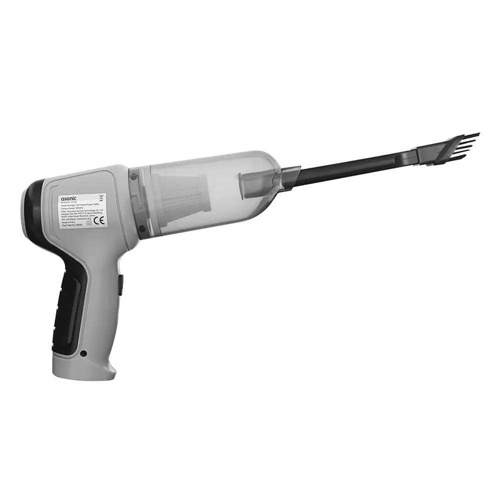 Asonic S2025 Gri/Siyah Kablosuz Üflemeli Mini Araç El Şarjlı Süpürgesi 120W 2000mAh 9000PA Emiş