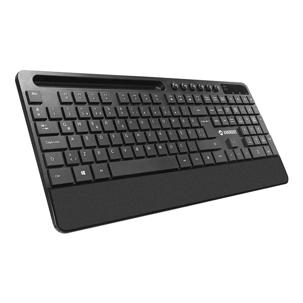 Everest KM-9676 Siyah Multimedya Tablet-Telefon Standlı Klavye + Mouse Set Promozone