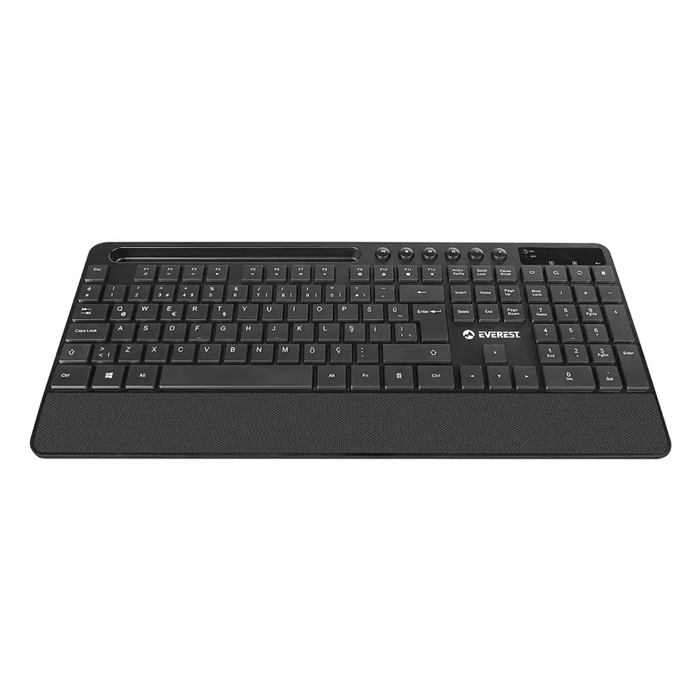 Everest KM-9676 Siyah Multimedya Tablet-Telefon Standlı Klavye + Mouse Set Promozone