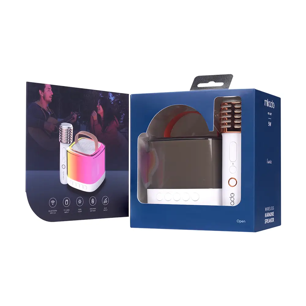 Mikado MD-16BT Favorite Beyaz TF Kart Destekli Bluetooth Wireless Karaoke Mikrofonlu 1200mAh Taşınabilir Speaker Hoparlör Promozone