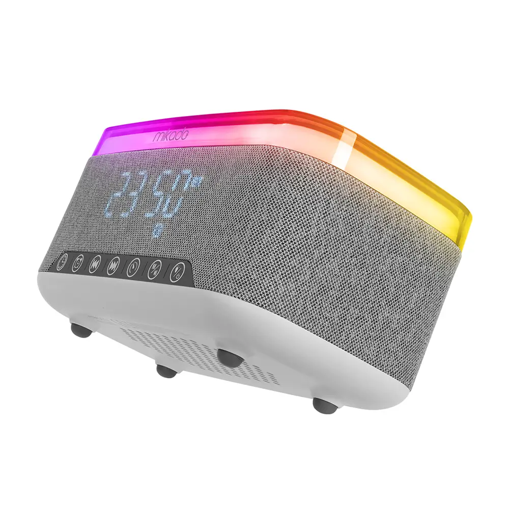 Mikado MD-W8 1200mAh 10W Gri Bluetooth-Usb-Kablosuz Şarj RGB-Gece Lambası Özellikli Alarmlı Saat Speaker Hoparlör