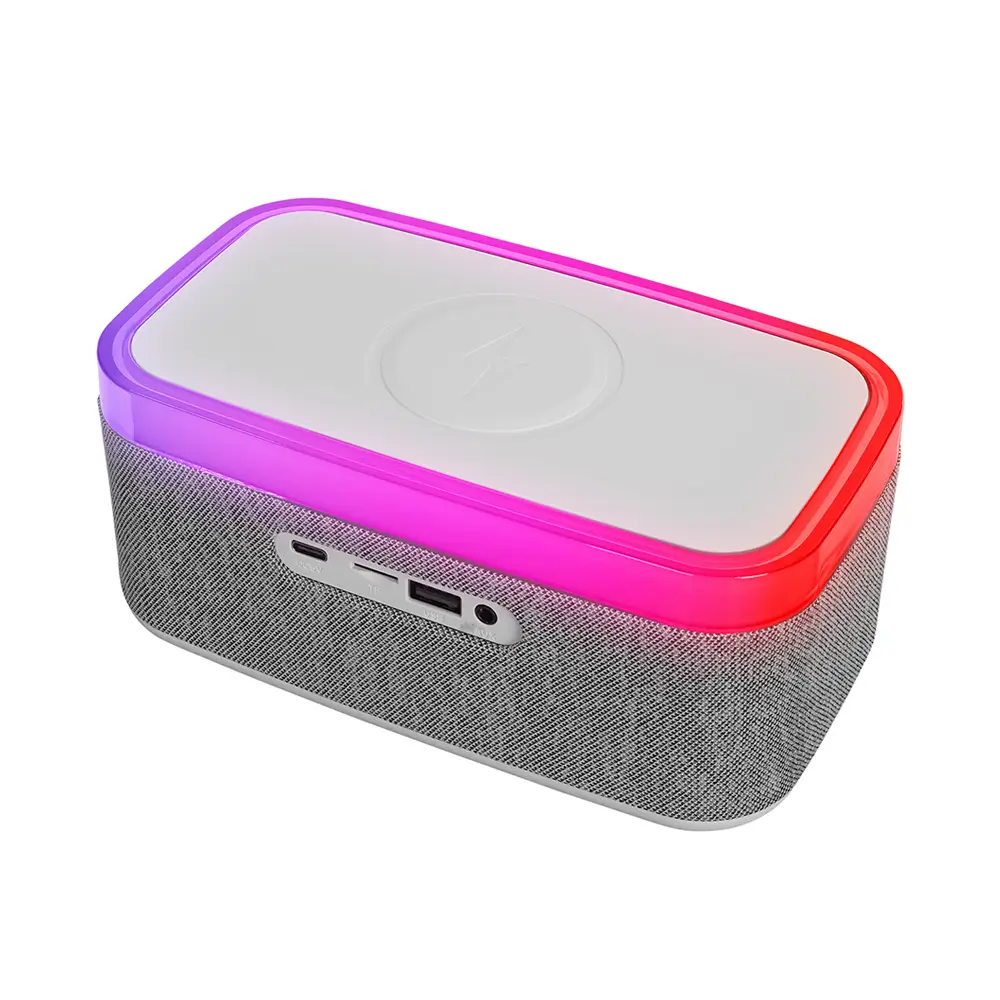 Mikado MD-W8 1200mAh 10W Gri Bluetooth-Usb-Kablosuz Şarj RGB-Gece Lambası Özellikli Alarmlı Saat Speaker Hoparlör