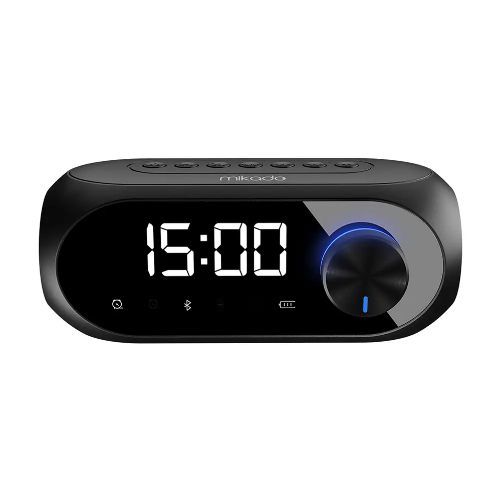 Mikado MD-W7 1200mAh 5W Siyah Bluetooth-Aux-Derece-Usb-FM Double Alarmlı Saat Speaker Hoparlör