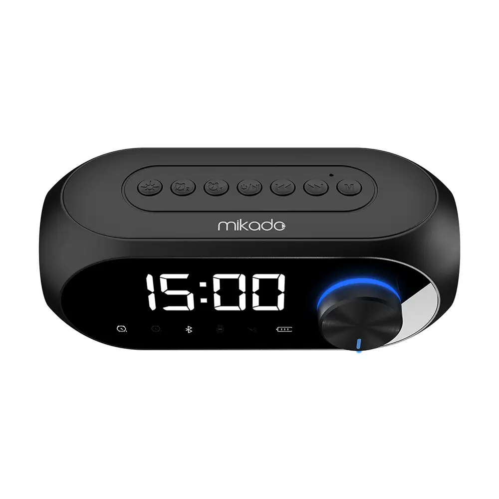 Mikado MD-W7 1200mAh 5W Siyah Bluetooth-Aux-Derece-Usb-FM Double Alarmlı Saat Speaker Hoparlör