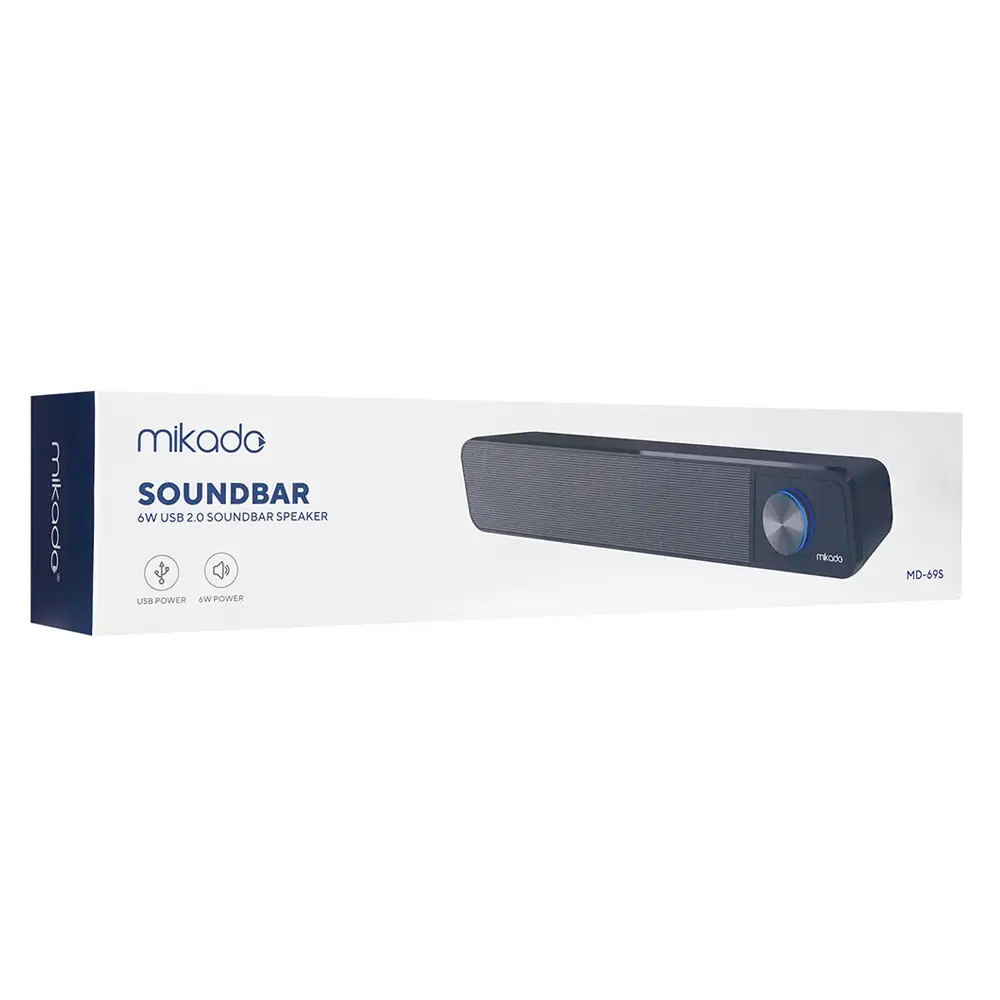Mikado MD-69S Siyah 3Wx2 Led Işıklı Multimedia Soundbar Speaker Hoparlör Promozone