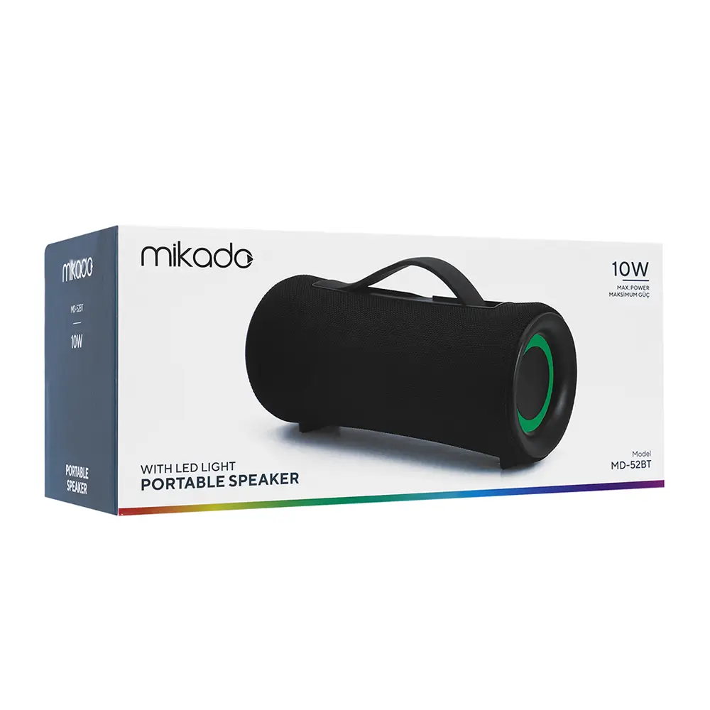 Mikado MD-52BT 10W USB+SD Bazuka Gövdeli Siyah Bluetooth Speaker Hoparlör Promozone