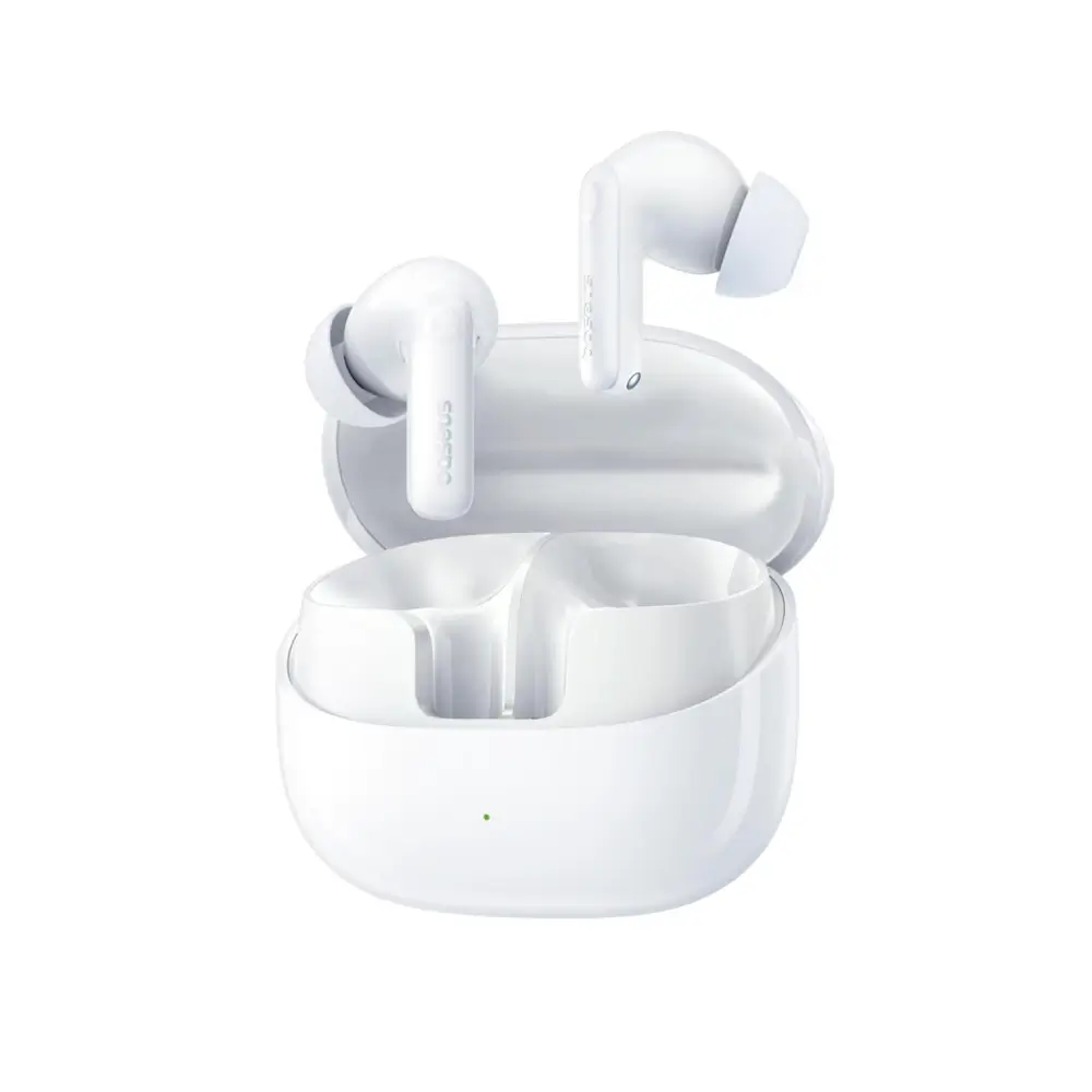 Baseus Bass BP1 Pro 50 dB Gürültü Engellemeli Kablosuz Kulaklık, 6 Mikrofonlu AI Net Arama, IP55, 55 Saat Oynatma Süresi, Bluetooth 6.0, Beyaz Promozone