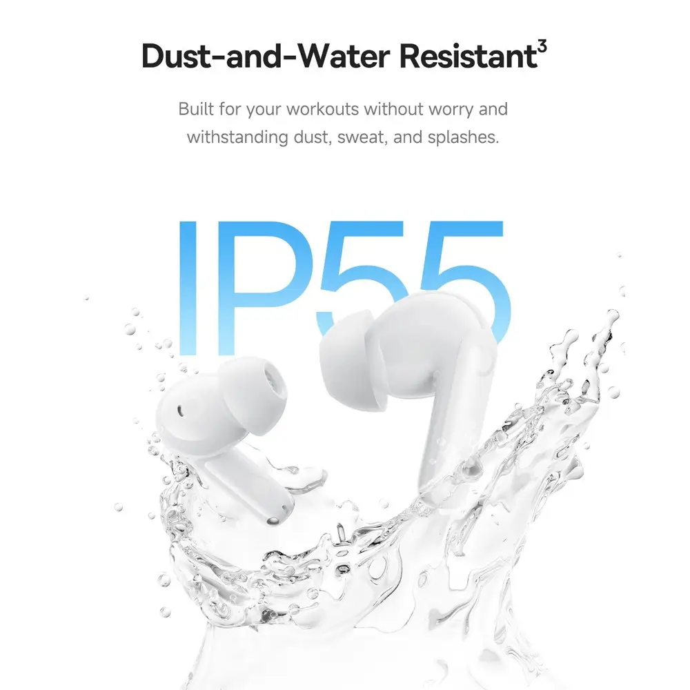 Baseus Bass BP1 Pro 50 dB Gürültü Engellemeli Kablosuz Kulaklık, 6 Mikrofonlu AI Net Arama, IP55, 55 Saat Oynatma Süresi, Bluetooth 6.0, Beyaz Promozone