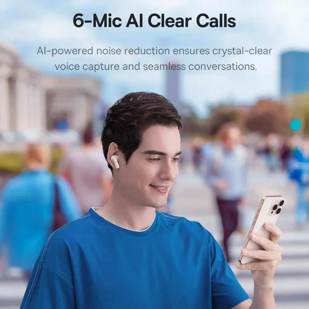 Baseus Bass BP1 Pro 50 dB Gürültü Engellemeli Kablosuz Kulaklık, 6 Mikrofonlu AI Net Arama, IP55, 55 Saat Oynatma Süresi, Bluetooth 6.0, Beyaz Promozone