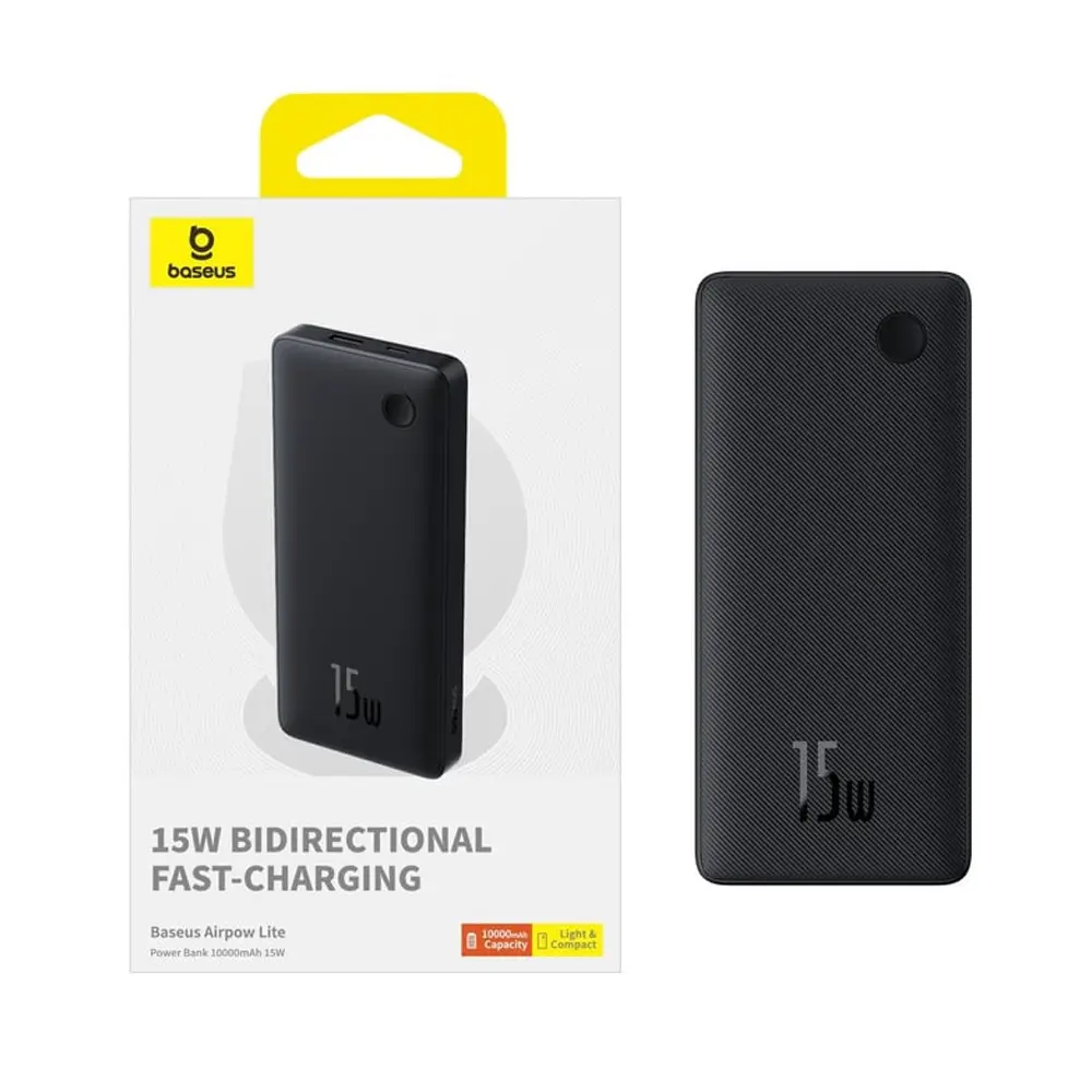 Baseus Airpow Lite Power 10.000mAh 15W Powerbank-Siyah Promozone