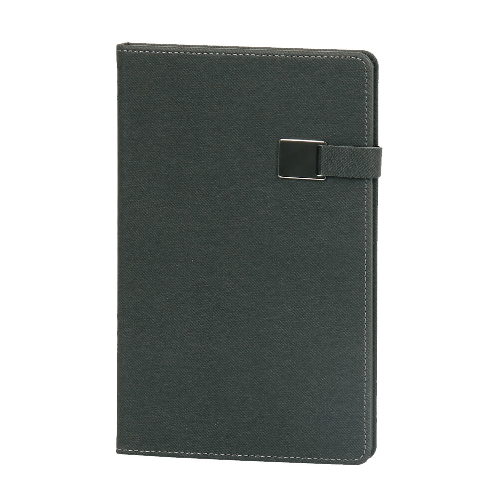 13 x 21 cm Denim Termo PU Sert Kapaklı Tarihsiz Defter, 224 Sayfa, 80 gr. Ivory Krem Çizgili İç Kağıt, Renkli Kenarlı, Metal Tokalı Promozone