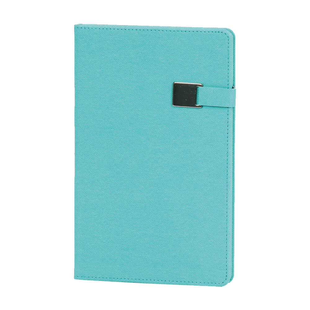 13 x 21 cm Denim Termo PU Sert Kapaklı Tarihsiz Defter, 224 Sayfa, 80 gr. Ivory Krem Çizgili İç Kağıt, Renkli Kenarlı, Metal Tokalı Promozone