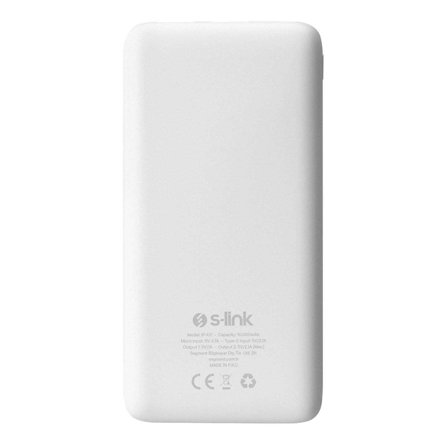 S-link IP-K11 10000mAh 2*USB+Micro+Type-C Beyaz LCD Ekranlı Taşınabilir Pil Şarj Cihazı Promozone