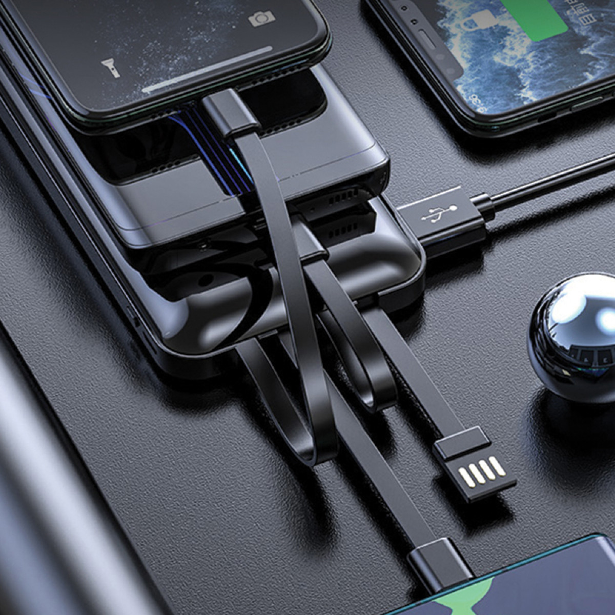 10000 mah Dijital Ekran Göstergeli Dahili Kablolu powerbank Promozone