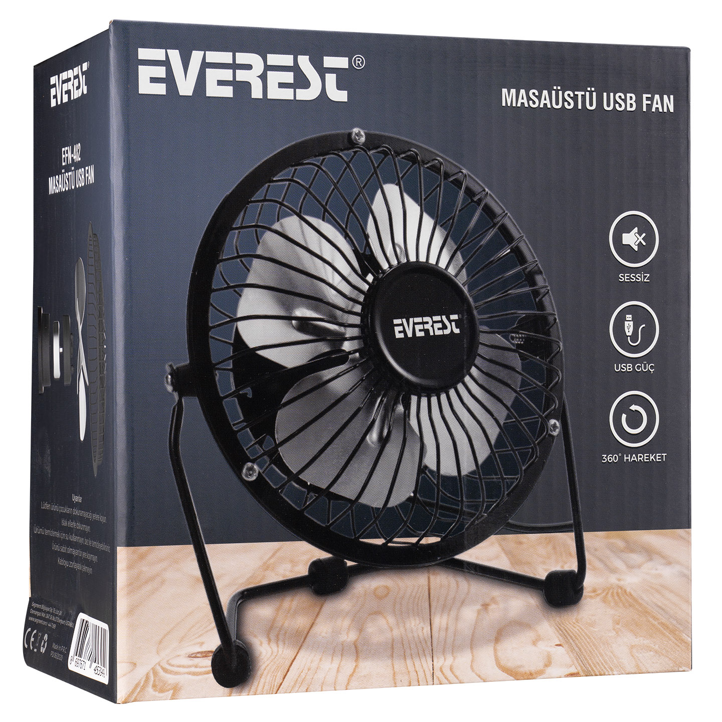 Everest EFN-482 Masaüstü Metal Siyah Usb Fan Promozone