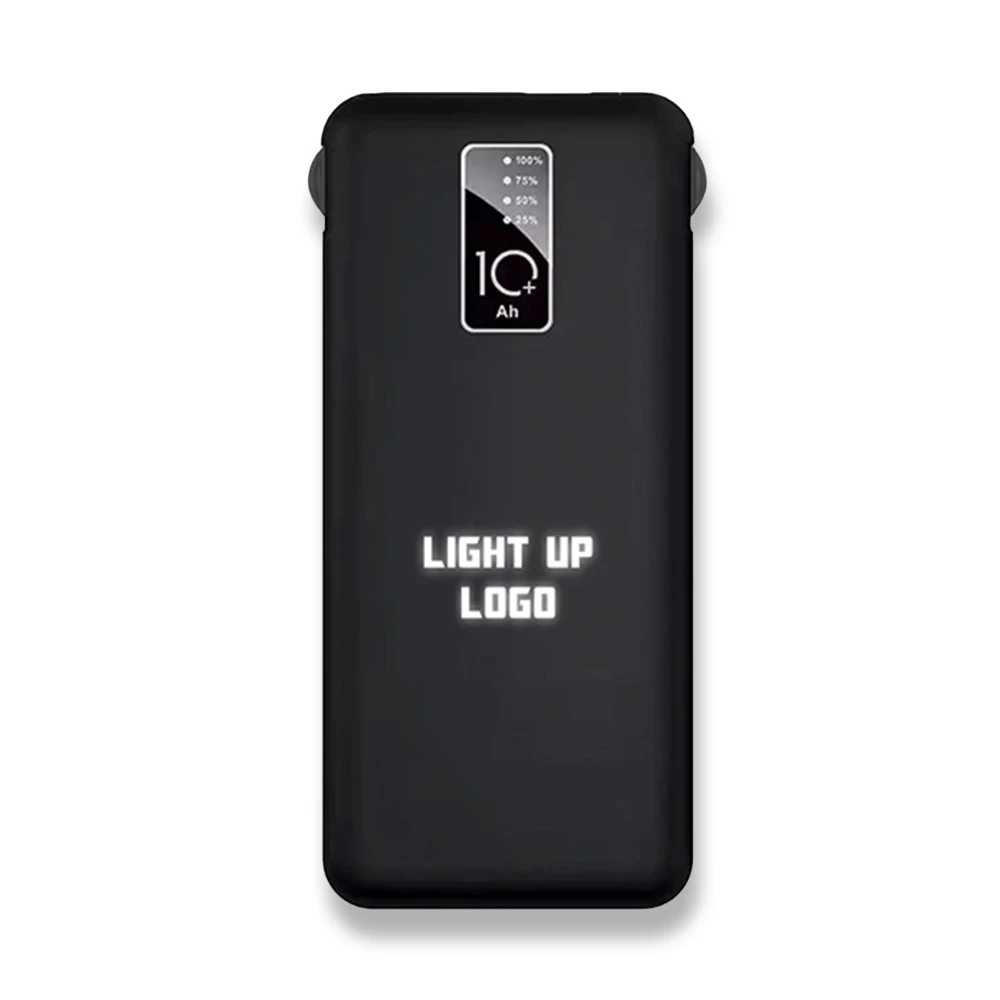 10000 mAh Dahili Kablolu Wireless Işıklı Logolu  Powerbank Şarj Cihazı Promozone