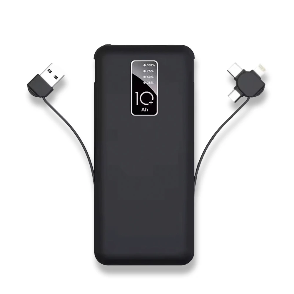 10000 mAh Dahili Kablolu Wireless Işıklı Logolu  Powerbank Şarj Cihazı Promozone