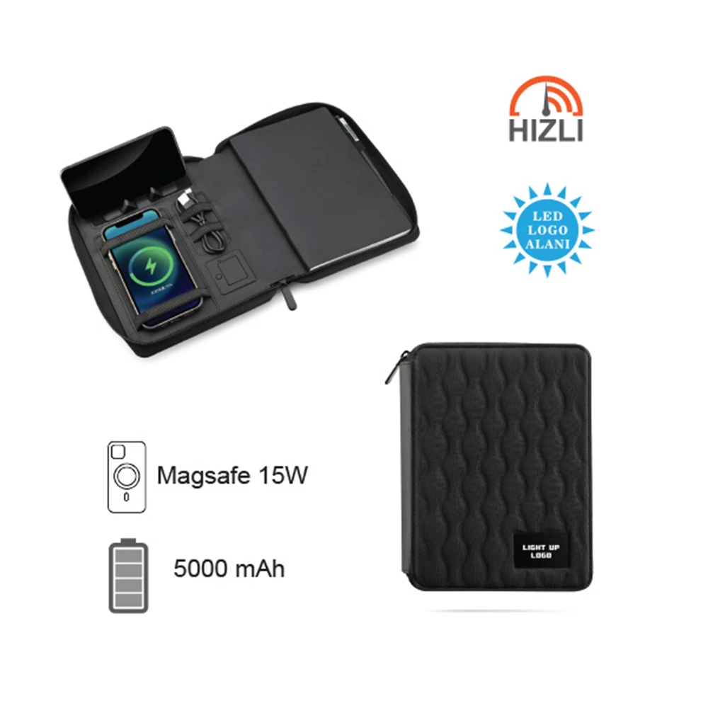 5.000 mAh MagSafe 22.5W Hızlı Şarj Destekli Ajanda Powerbank Promozone