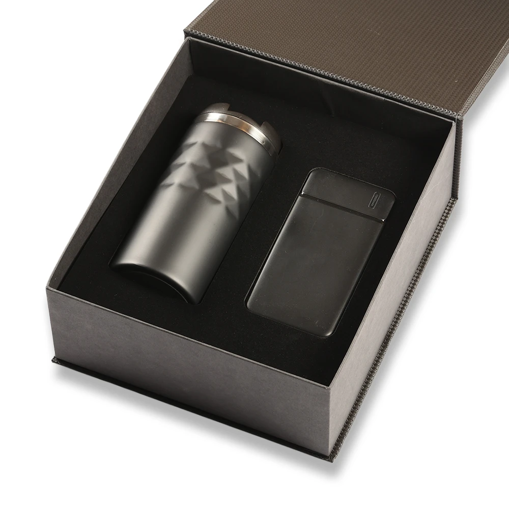 2 Ürünlü Vip Kutulu Hediye Seti (300 ml Termos - 10.000 mAh Powerbank) Promozone