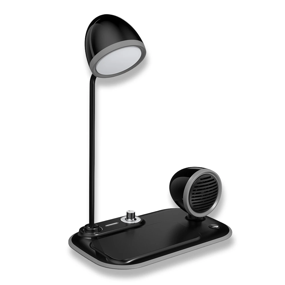 Kablosuz Şarj Özellikli Masaüstü Led Lamba + Bluetooth Hoparlör Promozone