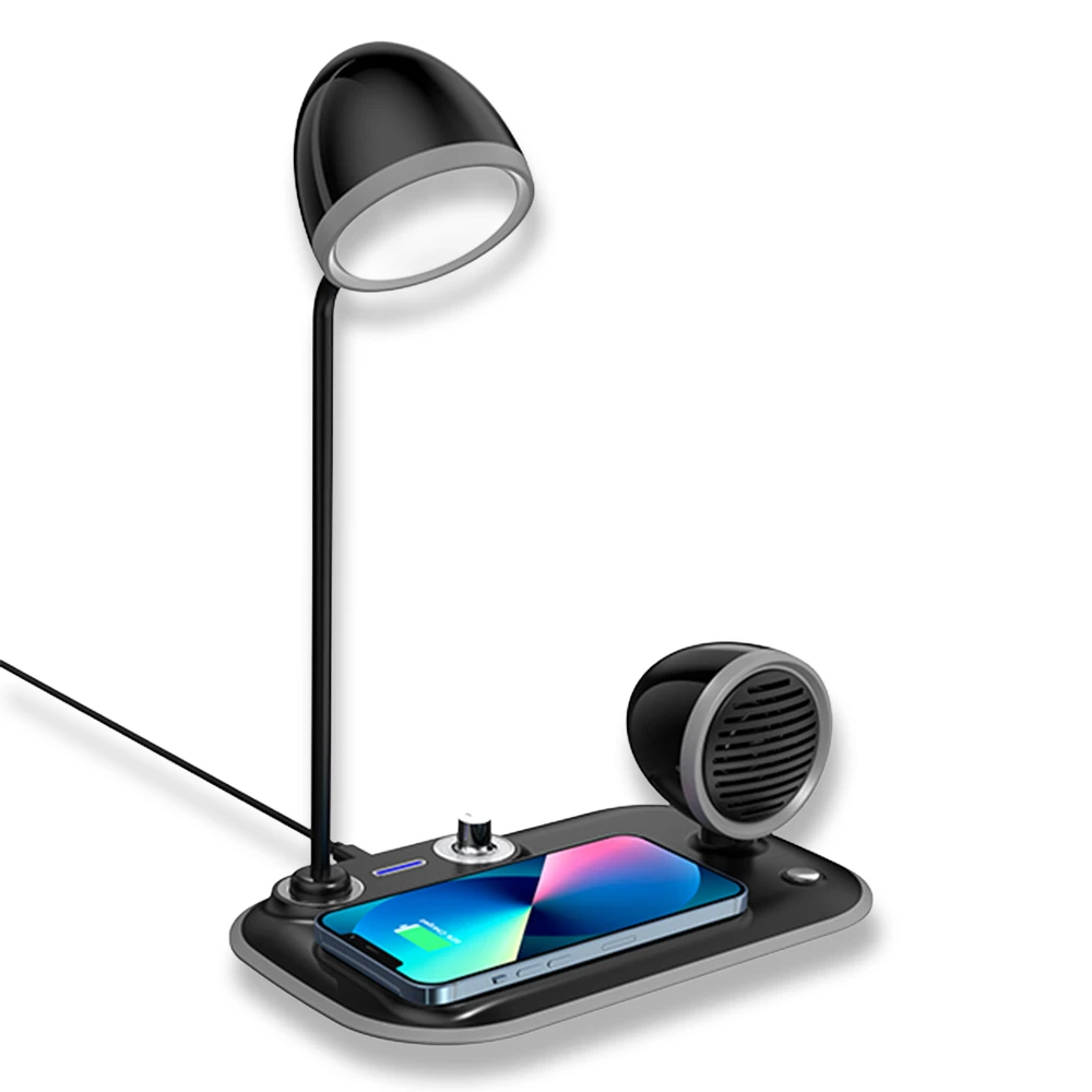 Kablosuz Şarj Özellikli Masaüstü Led Lamba + Bluetooth Hoparlör Promozone